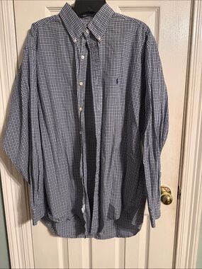 Polo by Ralph Lauren Navy and White Micro-Check Button-Down Shirt